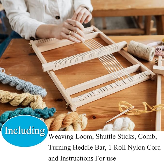 CYCHIRV Weaving Loom Kit, 15.2" H x 9.85" W Wooden Tapestry Looms, Warp Frame Loom Heddle Bar for Weave Board Weaver Tapestry Kids Beginner
