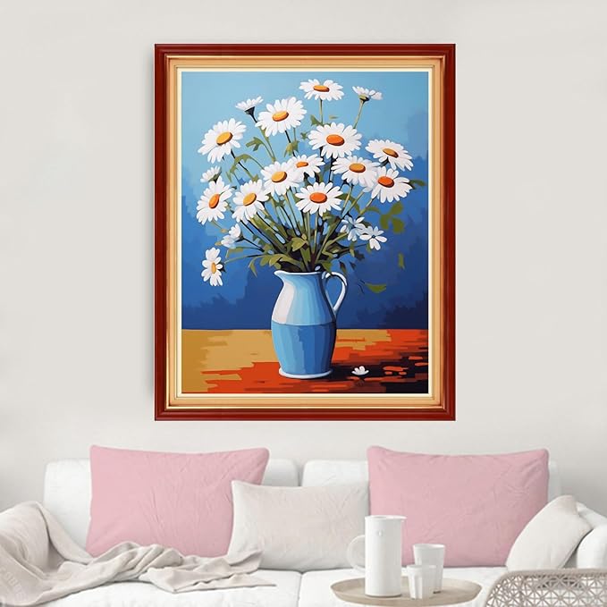 dimxvean stamped cross stitch kits,cross stitch kits for adults beginners,embroidery kits full range of cross stitch stamped kits needlepoint kits cross stitch patterns-beautiful daisy 16x20 inch