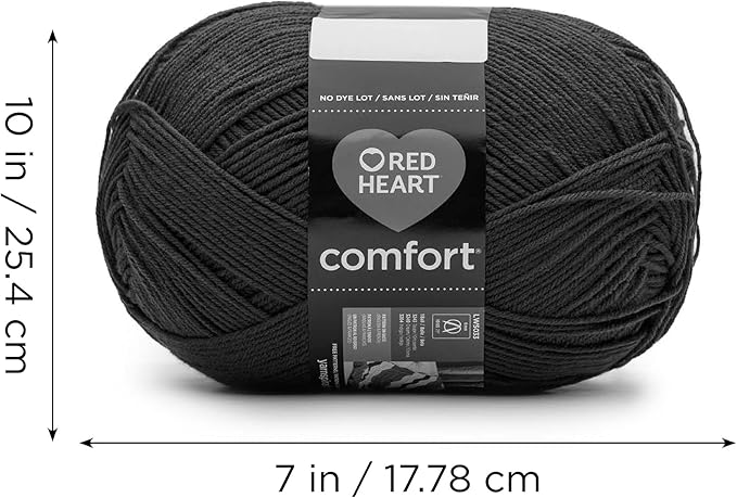 Red Heart Comfort White/Black Yarn - 1 Pack of 12oz/454g - Acrylic - 4 Medium (Worsted) - 867 Yards - Knitting/Crochet