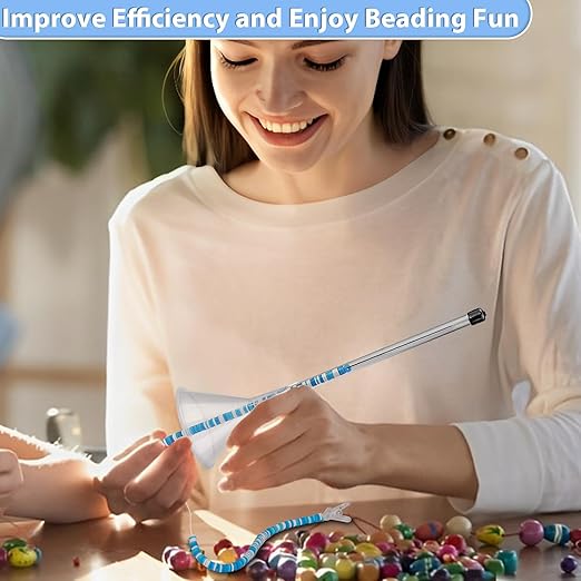 Beading Funnel, Beading Tools Kit for Clay Bead, 2 Pcs Clay Beading Tool Set for Jewelry Making Clay Beads Bracelets and Nacklaces Making,Beading Needles,Clip