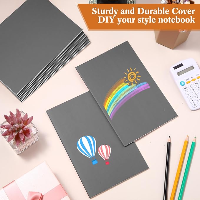 mimorou 100 pcs journals notebooks bulk - kraft softcover a5 small notebooks 5.5 inch x 8.3 inch notepads with 60 page 30 sheet for writing sketch travel office supplies(grey,lined)