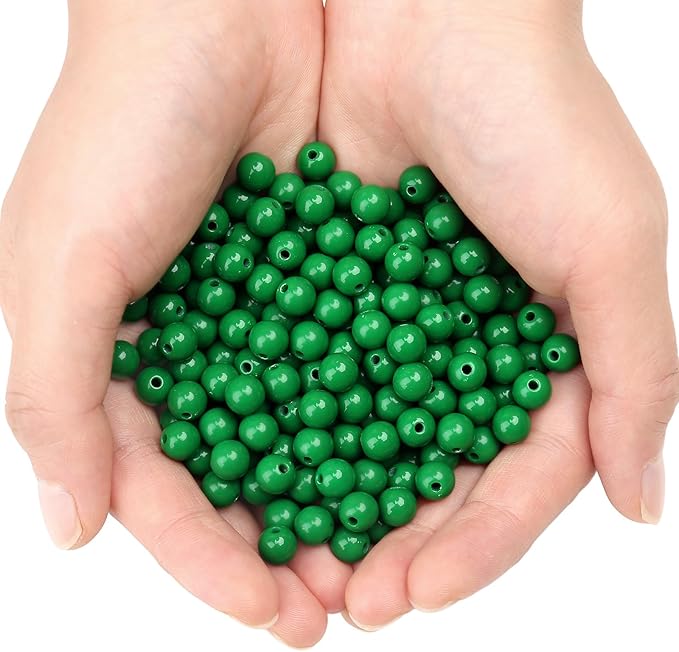 bonny boxx 40pcs 20mm smooth emerald acrylic round beads, plastic resin bubblegum balls chunky gumball beads for necklace and bracelet making, crafting supplies