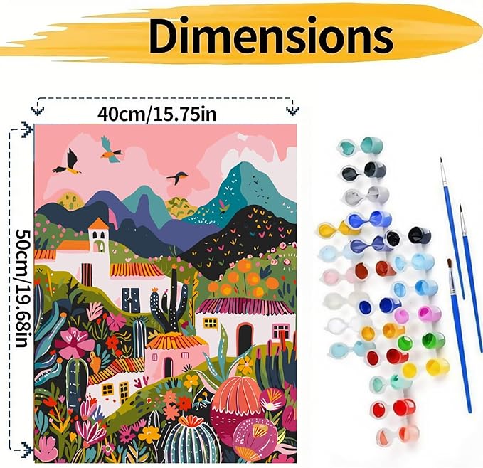 BYGFHLYW Paint by Numbers Kit for Adults Beginners, Wildflower Mountains Landscape Adult Paint by Number Kits On Canvas, DIY Nature Acrylic Oil Painting Kits for Home Wall Decor 16x20Inch