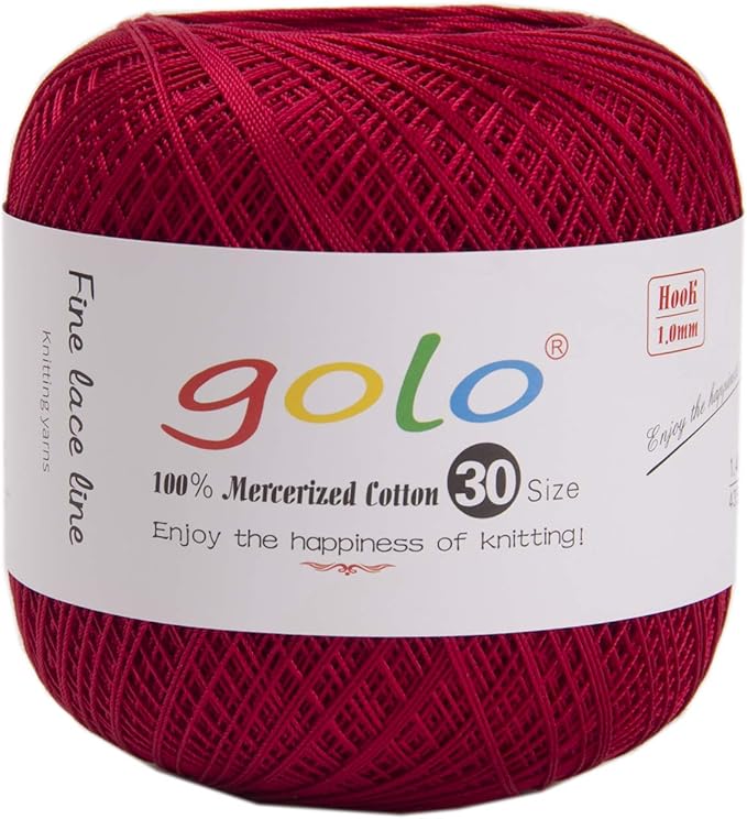 golo Crochet Thread Yarns for Hand Kniting Size 30 Light Red Yarn