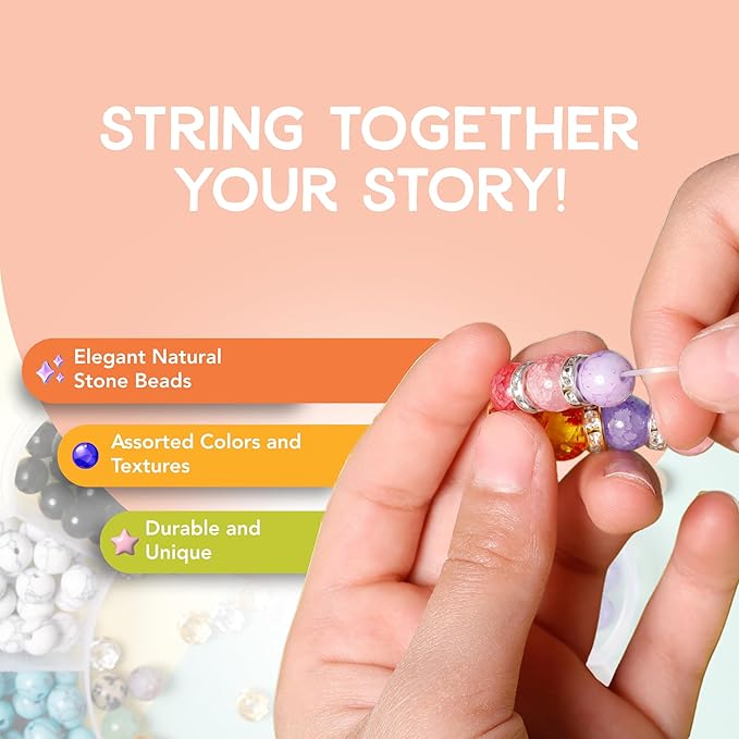 Incraftables Natural Gemstone Beads Kit - 240 Stone Beads & 150 Spacer Beads for Jewelry Making - Bracelet Making Kit with Keychains, Clasps, Wire, & Storage Organizer