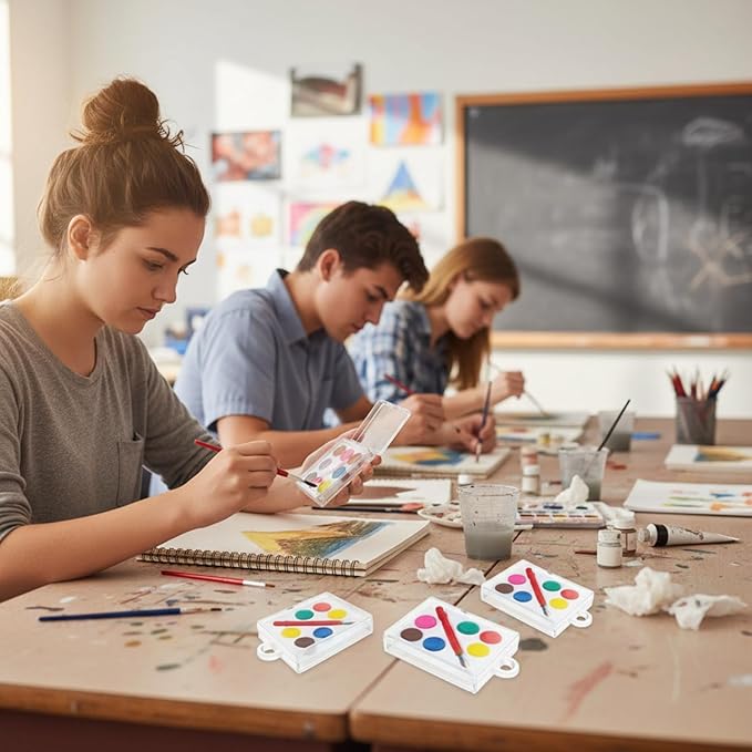 24 Sets Mini Paint Canvas Kit Mini Acrylic Art Party Favor Watercolor Painting Set with Panel Wood Easel Small Art Strips Palettes Brush for Kids Adults School Classroom Party Supplies Birthday Gift