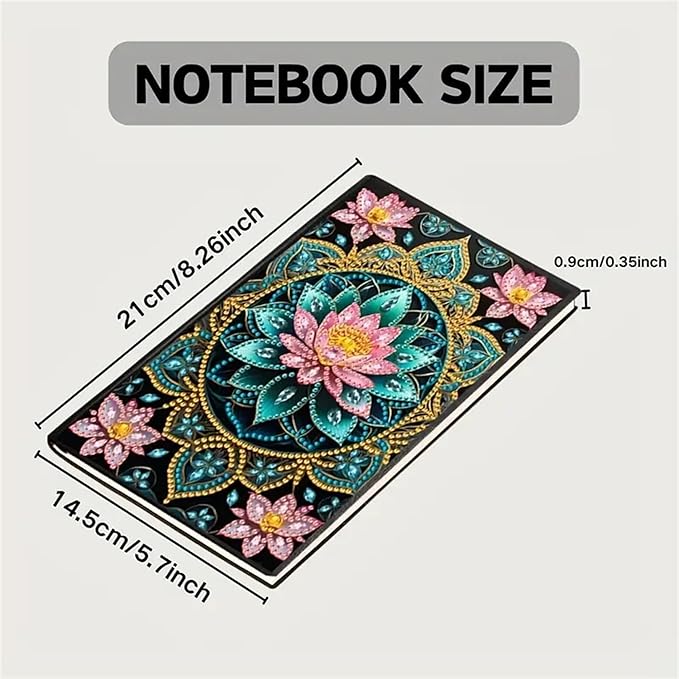 Lotus Diamond Painting Notebook for Adults, A5 Diamonds Art Journal and DIY Sketchbook, Diamond Art Kit Supplies,Gift for Beginners, Craft Lovers, Artists. (Lotus)