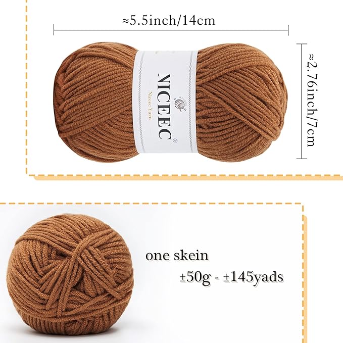 NICEEC 300g Soft Assorted Colors Yarn - Sport Weight,100% Acrylic, 4 Ply, Bonbons Yarn for Crochet & Knit, DIY Project Starter Kit for Kids or Adults(Total 870yds) - Series 6