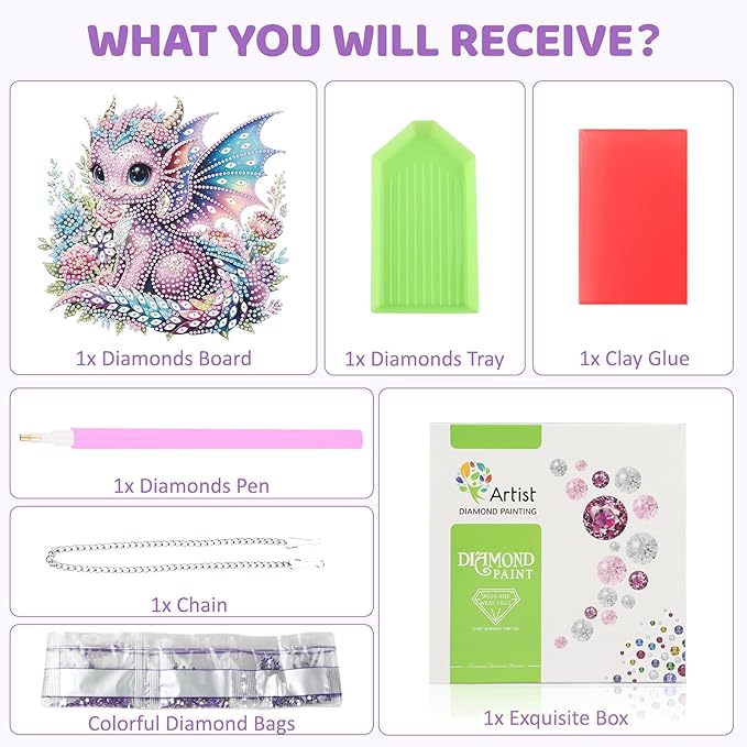 MEIYUDA Dargon Hanging Diamond Art Kits for Adult, Flowers Dargon Diamond Painting Hanging Kits Ornaments, DIY Special Shaped Rhinestone Window Pendants kit for Home Garden Wall Decor Gift