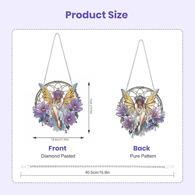 EOBROMD Diamond Hanging Art Kits for Adults Fairy, Dreamcatcher DIY Special Shaped Rhinestone Kits for Adults, Diamond Art Painting Suncatcher, Window Pendants Home Garden Wall Hanging Ornament