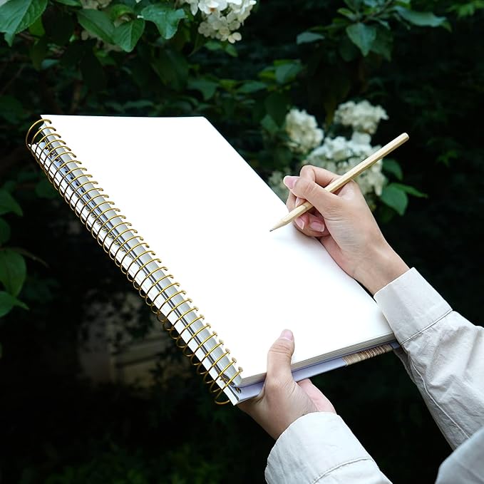 Hardcover Sketchbook for Drawing 8.5 x 11 Spiral Sketch Book for Adults Women Kids with 100gsm 68lb 120 Sheets Premium Paper Sketch Pad for Drawing Books Notebook Art Supplies, Blue