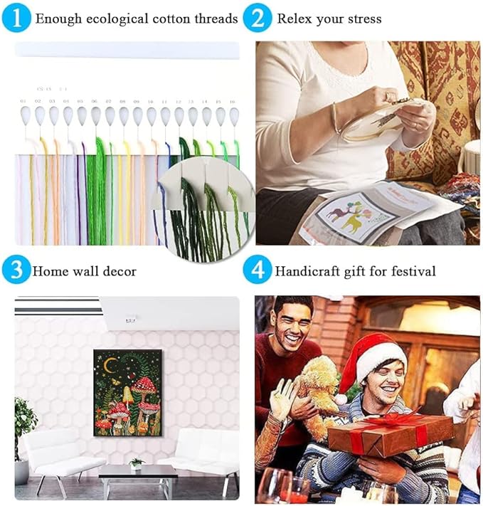 Stamped , Gnome Counted Cross Stitch Kits for Adults Beginners,Full Range of Cross-Stitch Stamped Kits Needlecrafts for Home Wall Decor Patterns 11.8x15.7inch