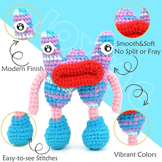 50g Rainbow Beginner Crochet Yarn for Crocheting and Knitting Multicolor Cotton Crochet Yarn for Beginners Easy Yarn for Beginners(Blue Pink Purple)