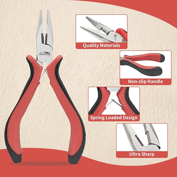 houseran 8 packs jewelry pliers set, jewelry making tools with needle nose pliers, wire cutters, round nose pliers, bent nose plier