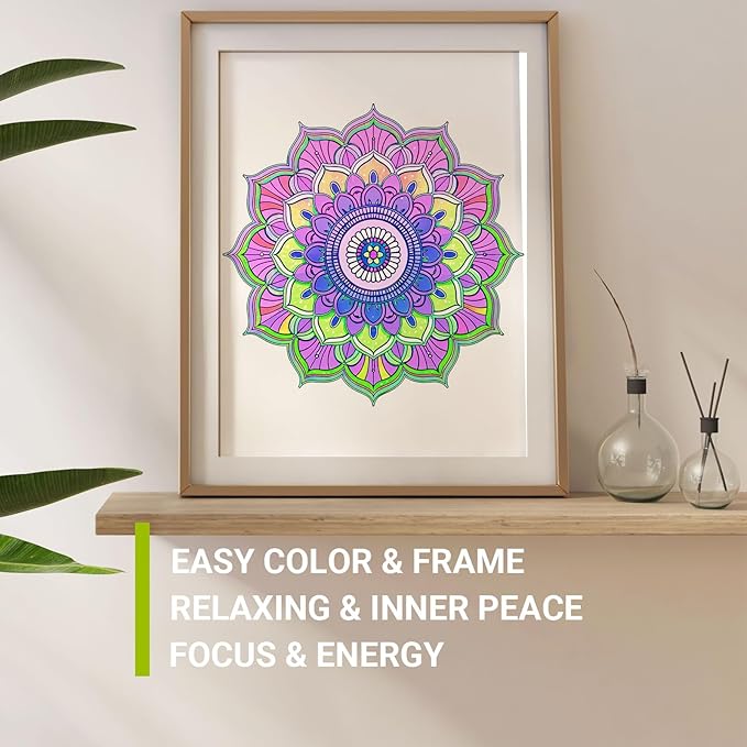 Adult Coloring Book for Women Relaxation, Spiral Bound Mindfulness Coloring Book with 24 Colors Markers for Adult, Anxiety Relief Gifts with 48 Pictures (Quotes & Mandala)