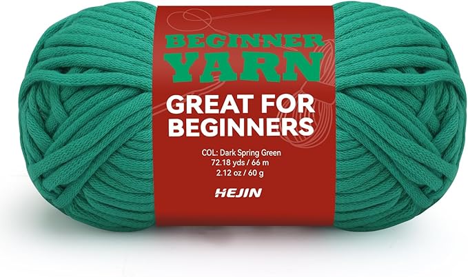 60g Spring Green Yarn for Crocheting and Knitting;66m (72yds) Cotton Yarn for Beginners with Easy-to-See Stitches;Worsted-Weight Medium #4;Cotton-Nylon Blend Yarn for Beginners Crochet Kit Making