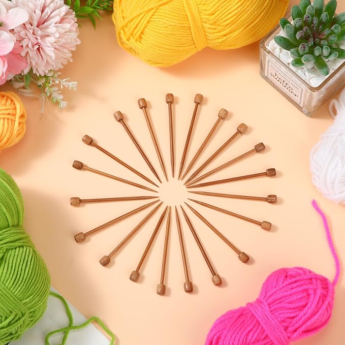 Luinabio 20 Pcs Bamboo Crochet Marking Pins Smooth Single Pointed Knitting Needles 2.75 Inch Mini Pins Knitting Accessories for Beginners DIY Craft Making Crochet Supplies (Nut Brown)