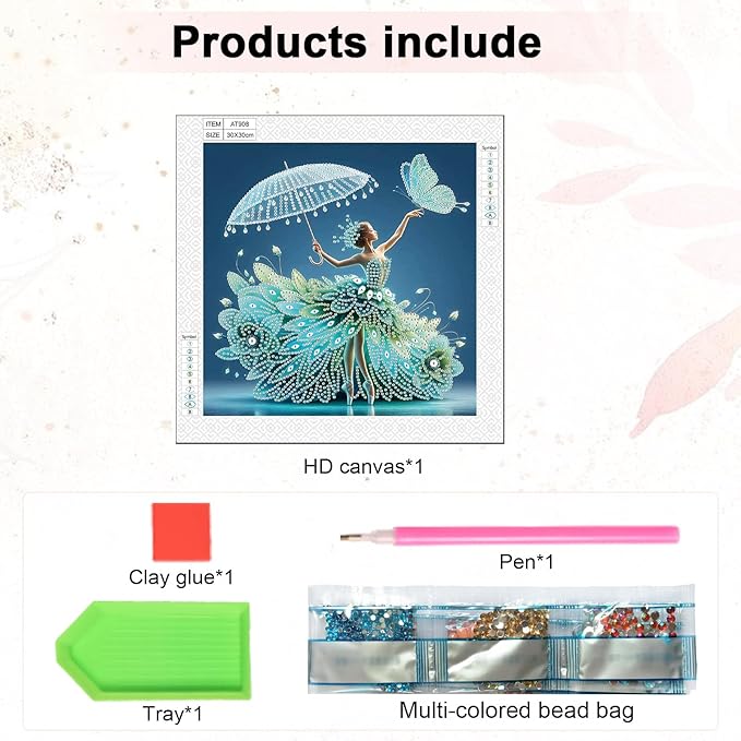 Special Shape Diamond Art Kits for Adults, Elegant Dancer with Butterfly 5D Crystal Rhinestone Diamond Art Canvas, DIY Paint by Diamonds Craft Kit, Diamond Painting Wall Décor for Home Decoration