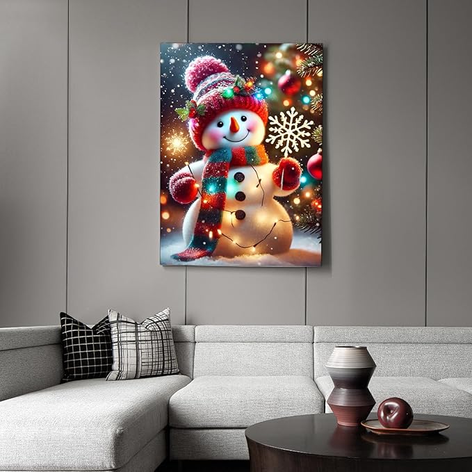 Christmas Diamond Art Kits for Adults, Cute Snowman Diamond Painting Kits for Adults Beginners, DIY 5D Diamond Painting with Round Gem Art Kits for Gift Home Wall Decor 12x16 Inch