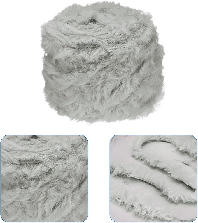 PATIKIL 70yds Faux Fur Yarn, Fuzzy Yarn Crochet Fluffy Yarn Soft Chunky Polyester Plush Fur Eyelash for Crocheting Knit Blanket Rug Sweater Scarf Hat Bear Craft, Grey