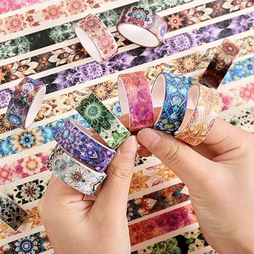 36 Rolls Datura Theme Washi Tape Set with Different Colorful Patterns, Writable Decorative Tapes for Scrapbooking, Junk Journal Supplies, Bullet Journaling, 0.45'' x 90'' per Roll