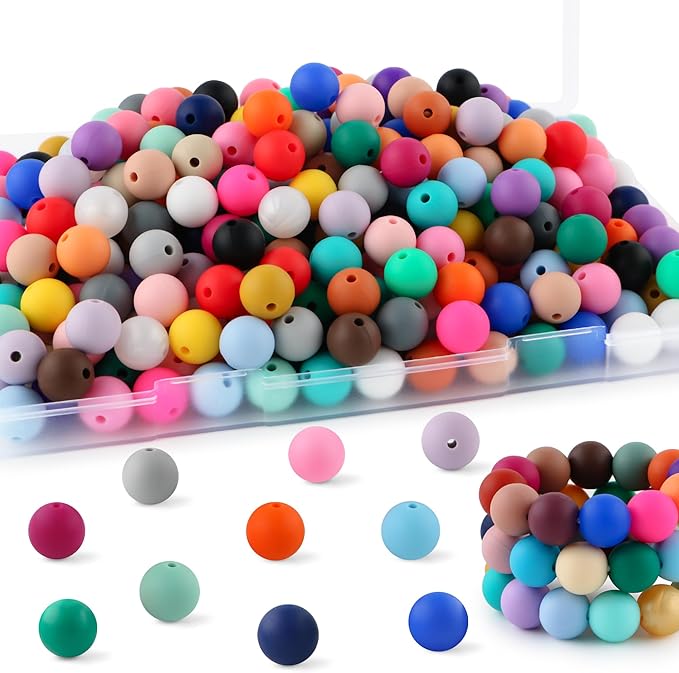 150Pcs 12mm Silicone Beads for Keychain Making and Bracelet Making,30 Colors Round Silicone Beads for Pens（Multicolor）