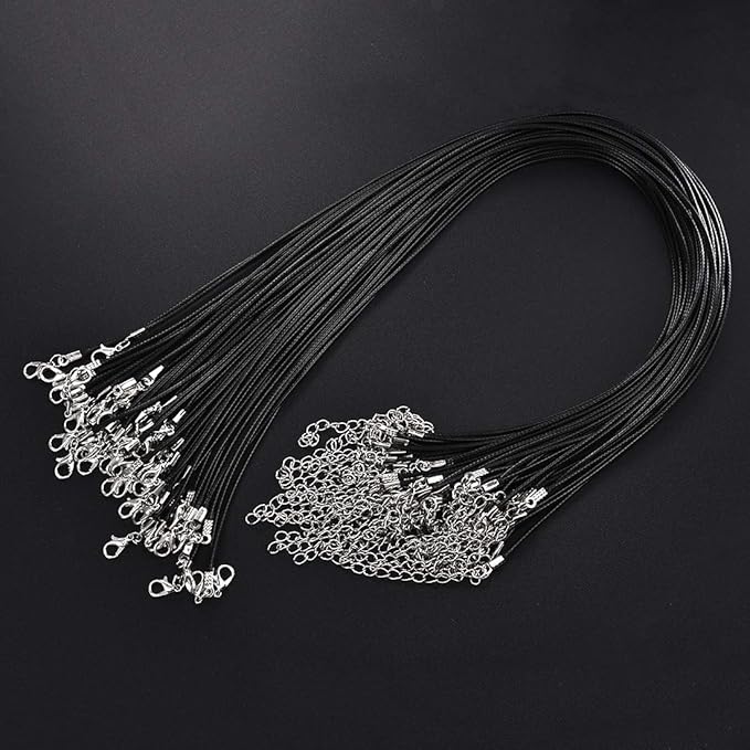 LANBEIDE 60Pieces Cabochons Jewelry Making Kits-20Pcs Dreamcatcher Bezel Pendant Trays with 20Pcs Glass Cabochons 14mm and 20Pcs Black Waxed Necklace Cords for Photo Pendant Jewelry Making