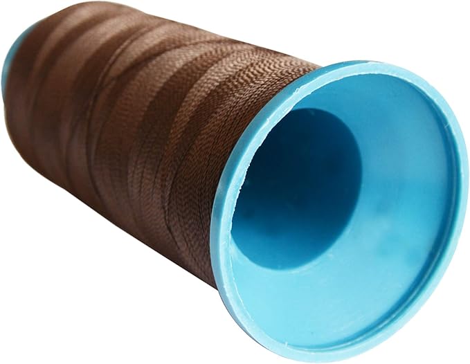 YANTAISIYU Dark Brown Polyester Sewing Thread, 1500 Yards, 210D Strength, with 12pcs C Type Needles, for Wigs, Hair Extensions, DIY Sewing, Leather, Wallets, Gloves, Beading
