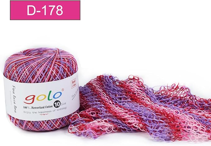 golo Crochet Thread Size 10 Crochet Yarn for Hand Knitting Rainbow Yarn D178