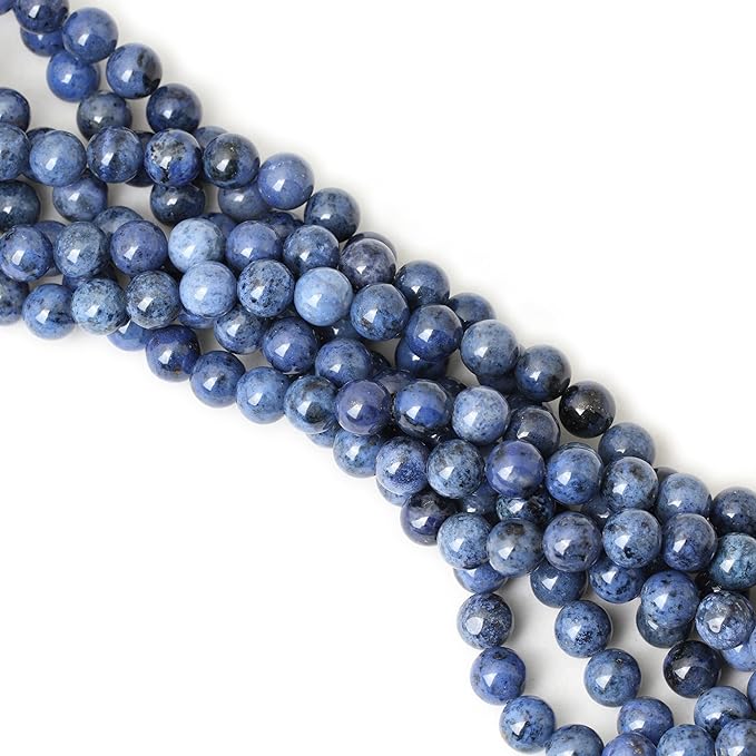 cheavian 35pcs 10mm natural blue dumortierite stone round loose beads for jewelry making diy bracelet necklace materials 1 strand 15"