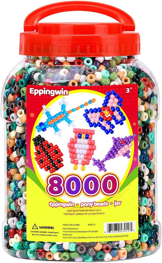 eppingwin 8000+pcs wholesale large pony beads (6x9 mm) bucket, easy storage kandi bead bulk, beads for jewelry making, crafts(earth-tone)