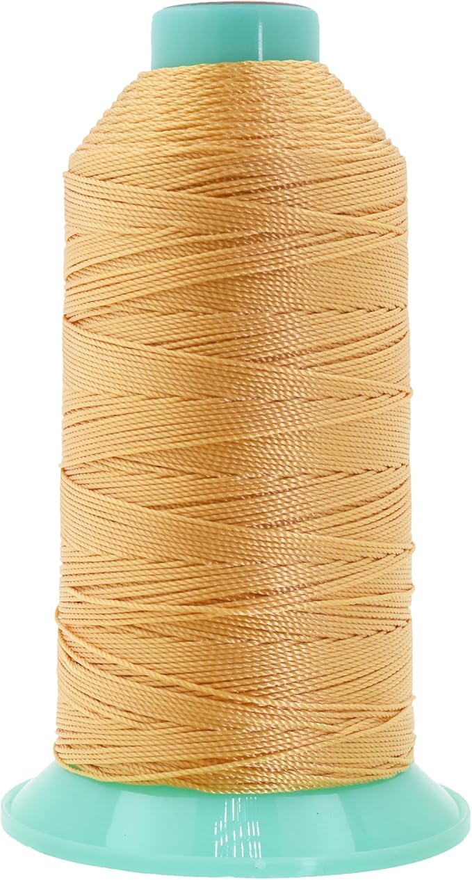 Mandala Crafts Size 346 210D T350 Bonded Nylon Thread - Blonde 415 YDs Tex 350 Heavy Duty Sewing Threads for Leather, Jeans, Weaving, Outdoor Marine Upholstery