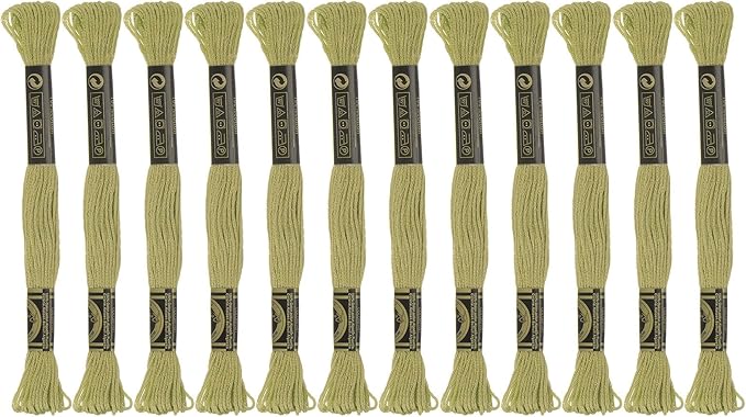 HARFINGTON 12 Skeins Embroidery Floss 8m Each Egyptian Long Fiber Cotton Cross Stitch Thread 26S/2x6 for Embroidery Projects Bracelet, Olive