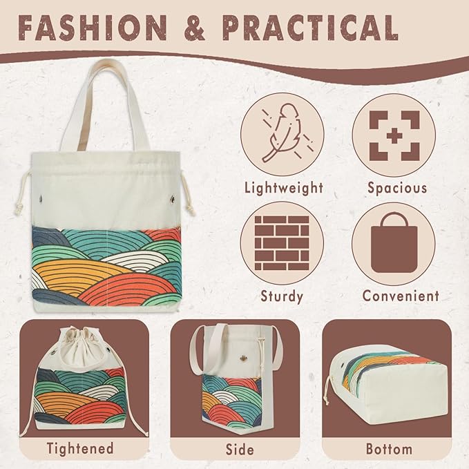 TOGETRUE Yarn Bag, Knitting Crochet Tote Bag, Yarn Storage Bags Organizer, Crochet Bags for Crocheting Project, Store Skein Ball, Short Knitting Needle (Color Arc)
