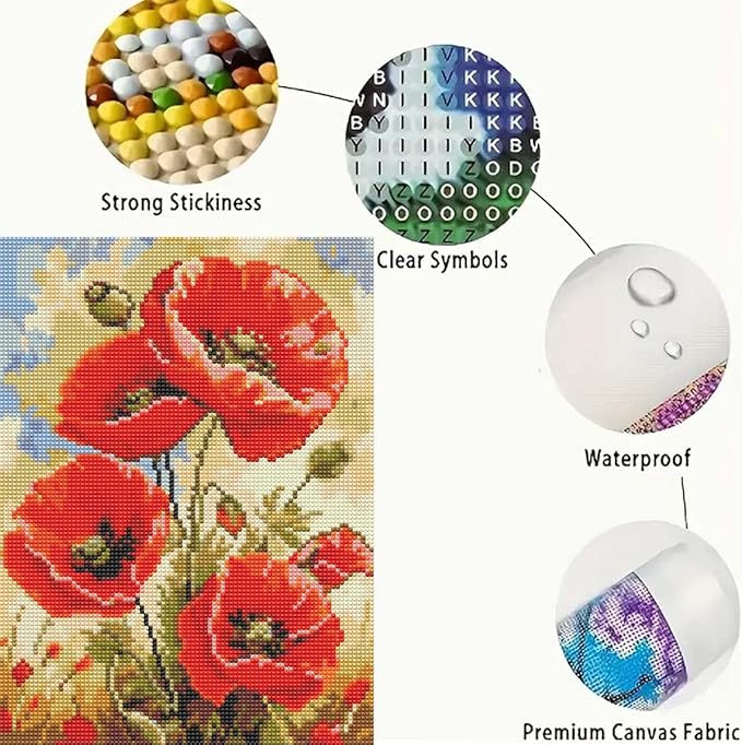 5D Diamond Painting Kits for Adults-Flower Diamond Art Kits for Adults Beginner, DIY Full Drill Diamond Dot Gem Painting for Home Wall Decor 12 x 16 inch