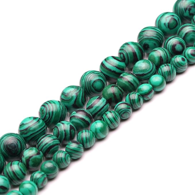 youngbling natural gemstone beads for jewelry making,8mm green malachite polished round smooth stone beads for bracelet necklace 15 inch