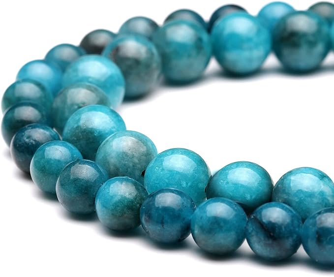 youngbling natural gemstone beads for jewelry making,8mm blue apatite polished round smooth stone,genuine real stone beads for bracelet necklace 15 inch(blue apatite,8mm)