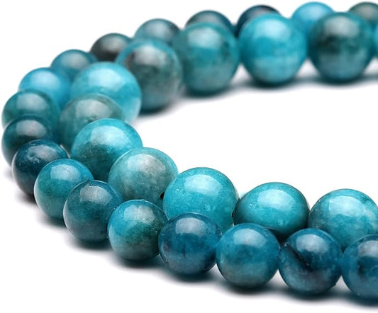 youngbling natural gemstone beads for jewelry making,6mm blue apatite polished round smooth stone beads for bracelet necklace 15 inch(blue apatite,6mm)