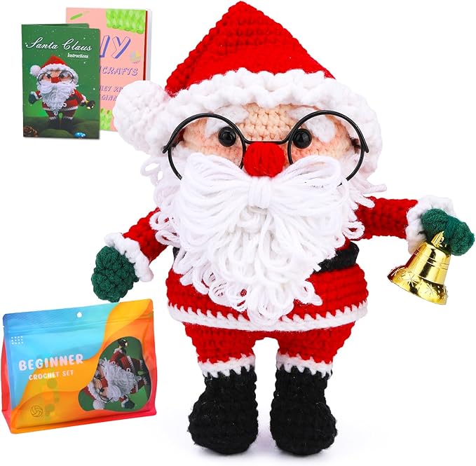 Kovarela Beginners Crochet Kit with Simple Crochet Yarn - with Step-by-Step Video Tutorials (Santa Claus)