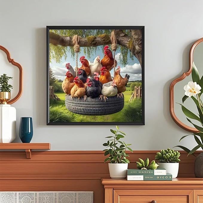 hkejoi Chicken Paint by Number for Adults, Easter Paint by Numbers Kit for Adults Beginners, Painting by Number DIY Crafts Acrylic for Gift Home Decor 16x16 in