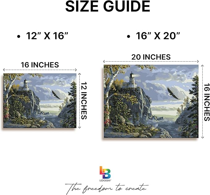 Ledgebay DIY Paint by Numbers Kit for Adults Framed Canvas: Beginner to Advanced Paint by Numbers Kit, Kits Include Acrylic Paint Set Brushes & Tabletop Easel (Guiding Light 16"x20" Framed)