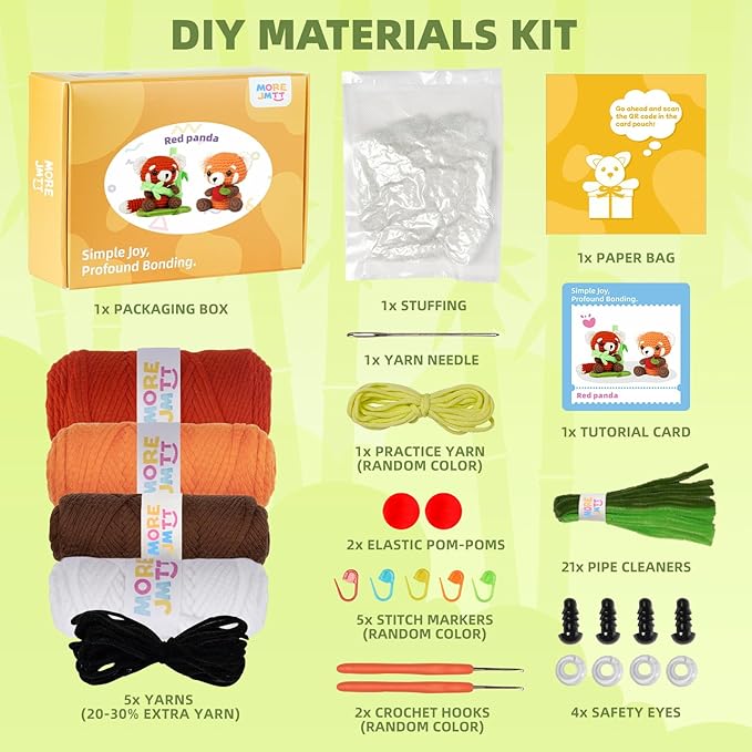 MOREJMTT Crochet Kit for Beginners, Crochet Animal Kits, Crocheting Kit for Starters, Learn to Crochet with Step-by-Step Video Tutorials, Beginner Crochet Kit for Adults(Panda)