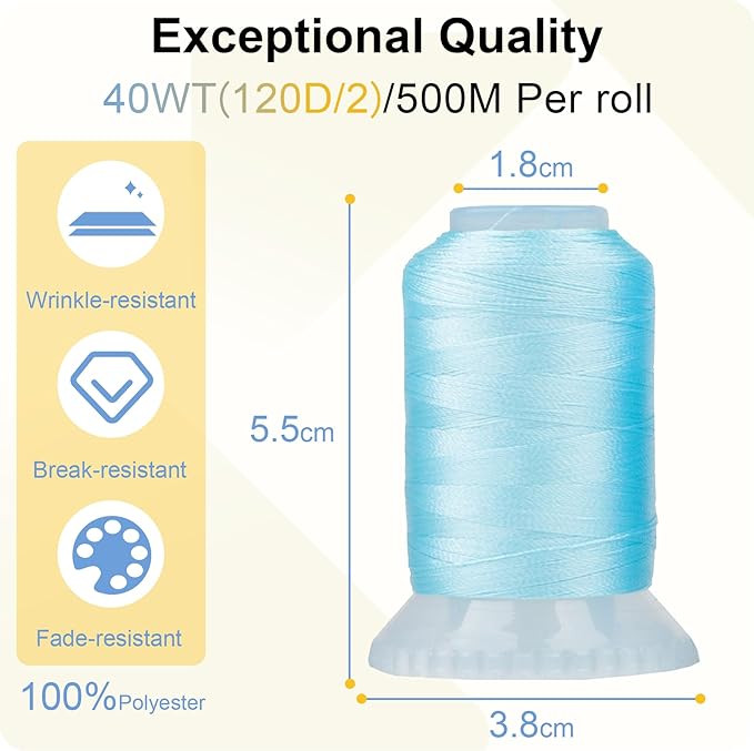 80 Colors High Tenacity Polyester Embroidery Machine Thread 40WT(120D/2) 500M Per Spool for Commercial and Domestic Embroidery Machine (80 Colors*500M)