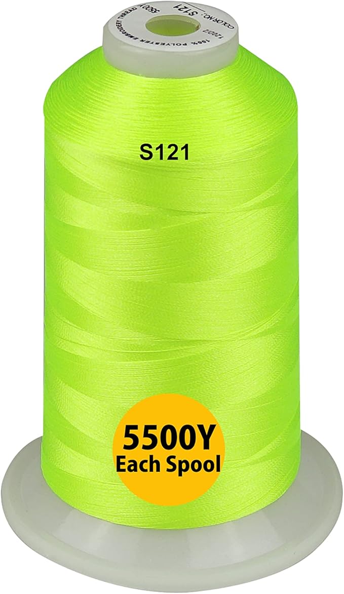 Simthread - 33 Selections - Various Assorted Color Packs of Polyester Embroidery Machine Thread Huge Spool 5500Y for All Sewing Embroidery Machines - NEON