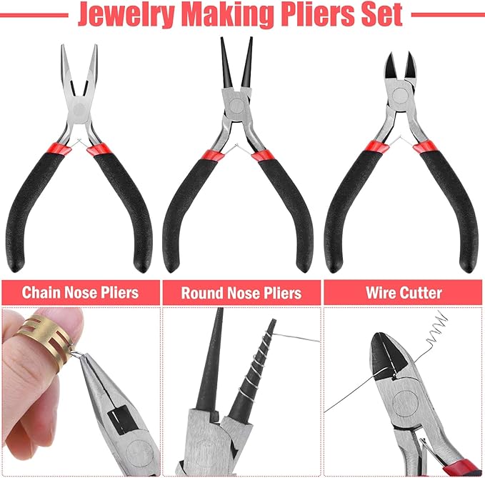 Thrilez Wire Wrapping for Jewelry Making, Repair and Beading Supplies Kit with Craft Ring Wire, Tools, Pliers and Jewelry Findings