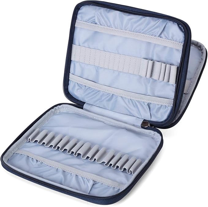Teamoy Organizer Case for Interchangeable Circular Knitting Needles, Crochet Hooks and Knitting Accessories, Keep All in Place and Easy to Carry, Cats Blue (No Accessories Included)