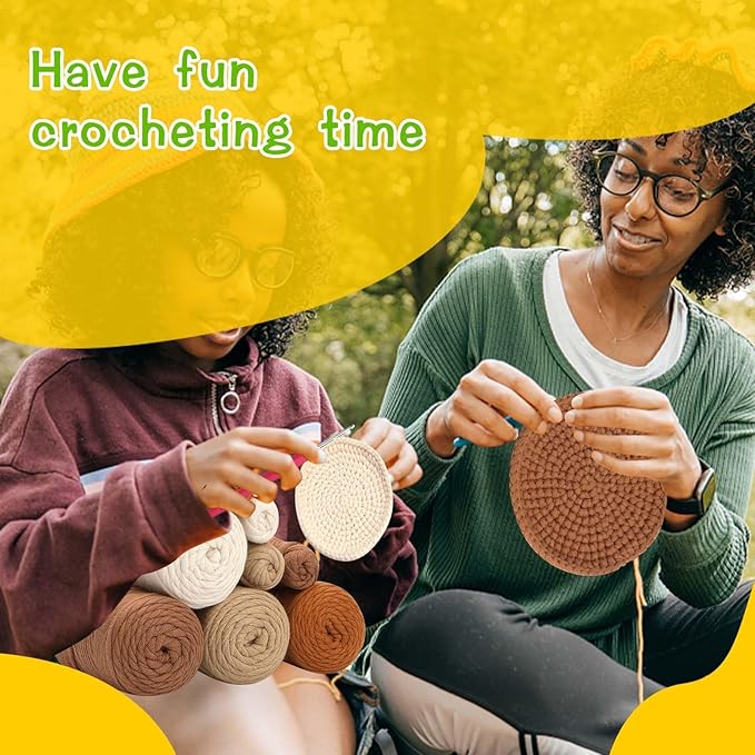 UzecPk Crochet Kit for Beginners, Crochet Kit, 4 Pcs Crochet Coasters Kits with Crochet Yarn, Crochet Hook, Step-by-Step Instructions Video, Crochet Supplies Set Craft Kits for Adults