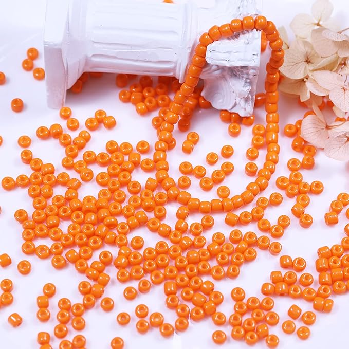 Bala&Fillic Orange Color 4mm Seed Beads About 1200pcs/100Grams in Bag, 6/0 Glass Craft Beads for Making Bracelet and Necklace (Orange)