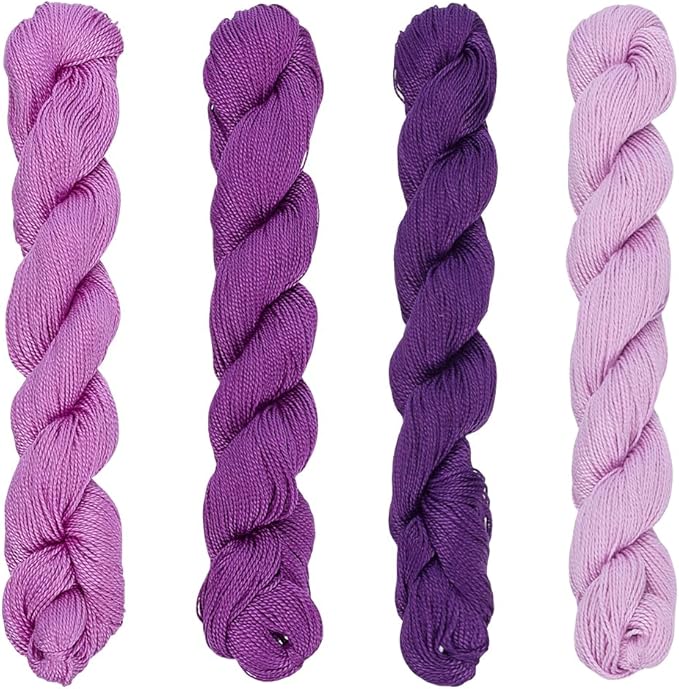 FREEBLOSS 4 Pcs Sashiko Thread Sashiko Skein 100M * 4 Colors Pure Cotton Embroidery Thread Japanese Sewing Threads Quilting and Embroidery Kit Supplies, Purple