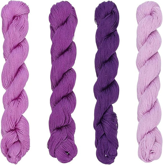 FREEBLOSS 4 Pcs Sashiko Thread Sashiko Skein 100M * 4 Colors Pure Cotton Embroidery Thread Japanese Sewing Threads Quilting and Embroidery Kit Supplies, Purple